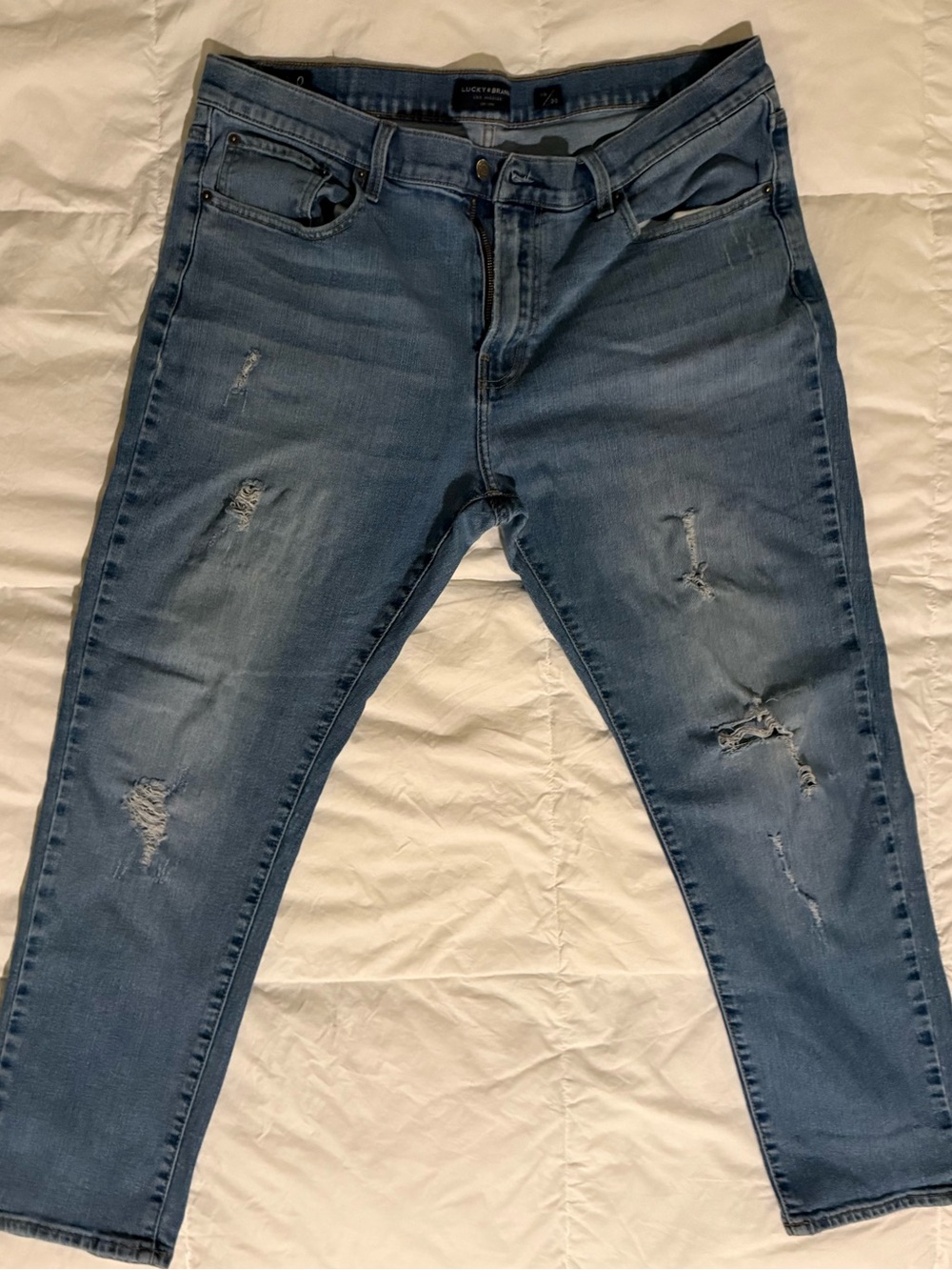 Lucky Brand Men’s Slim Washed Blue Distressed Jeans